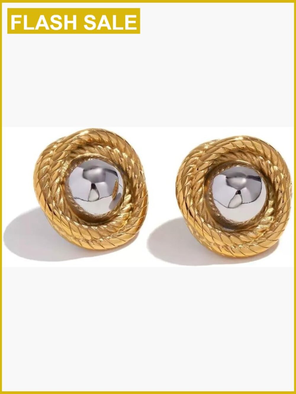 316L Stainless Steel Stud Earrings, Chunky Statement Design, Push Back Closure